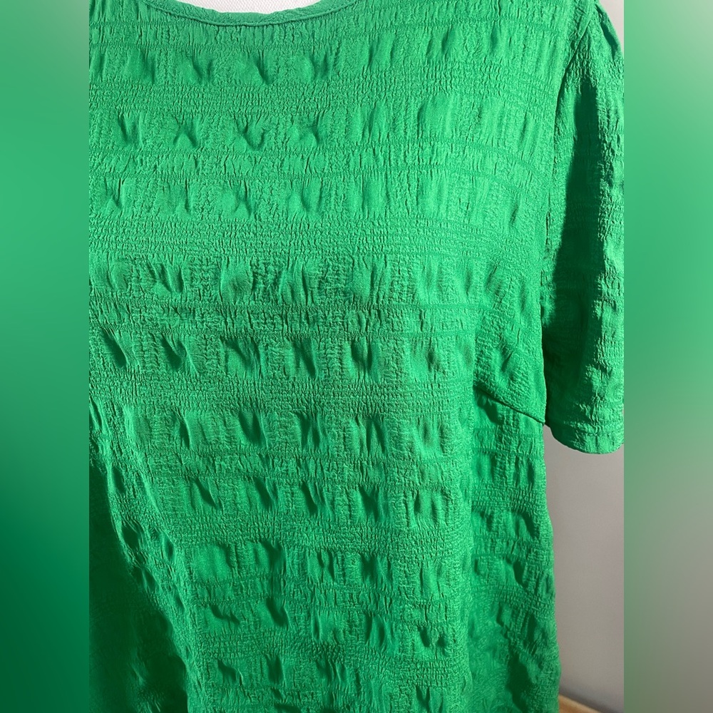 SHEIN Woman’s Grass Green Top with button on backside and slight puff sleeve 1x - Picture 3 of 6